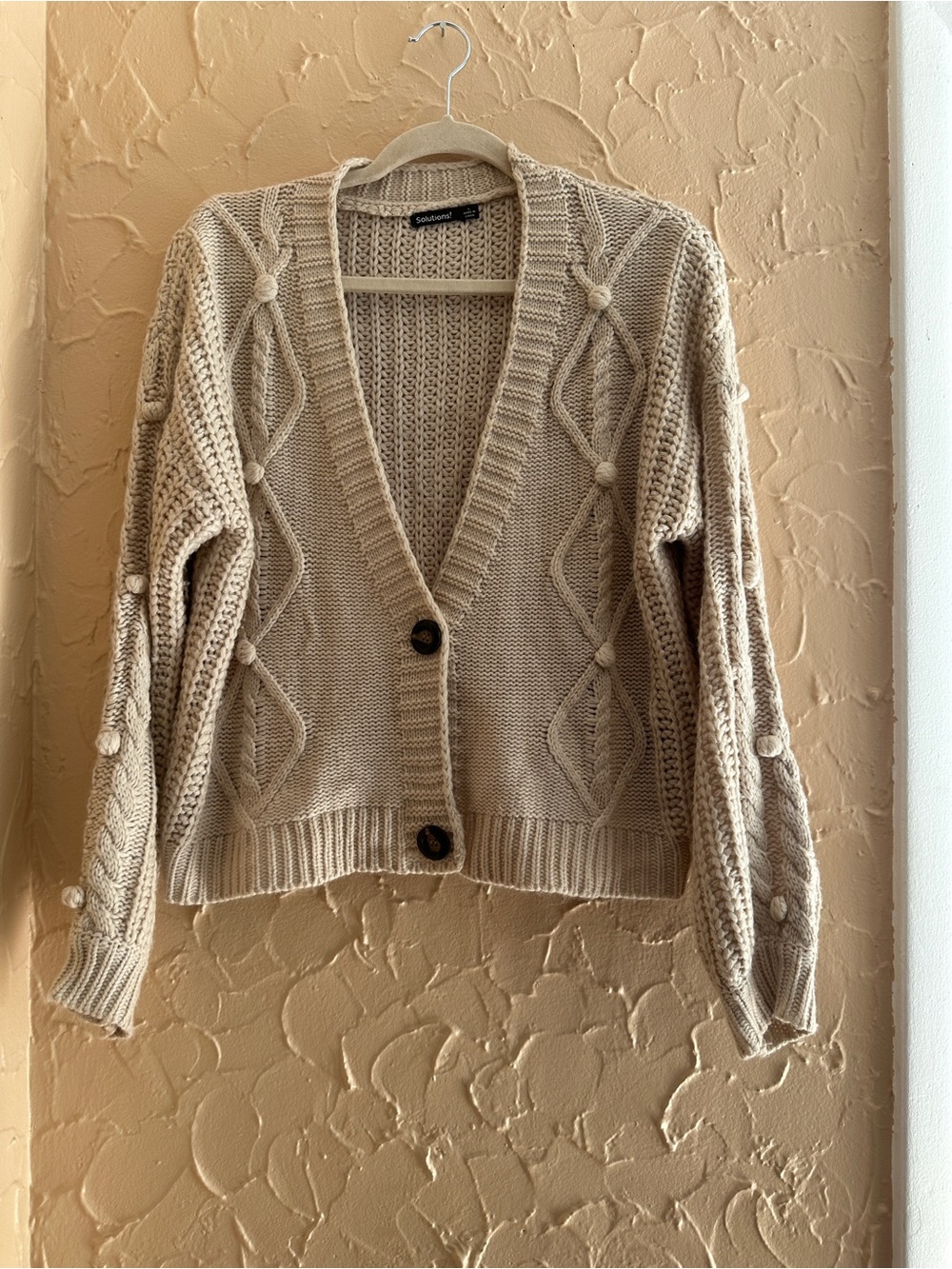 Chunky Cable-Knit Button Cardigan - Cream